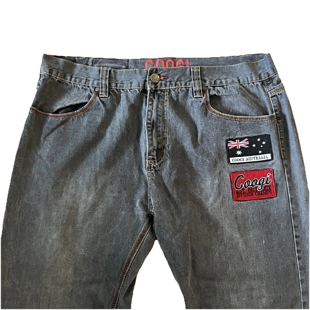 COOGI Australia Jeans Mens 42x34 Gray Y2K Embroidered Patch Denim - Picture 4 of 10